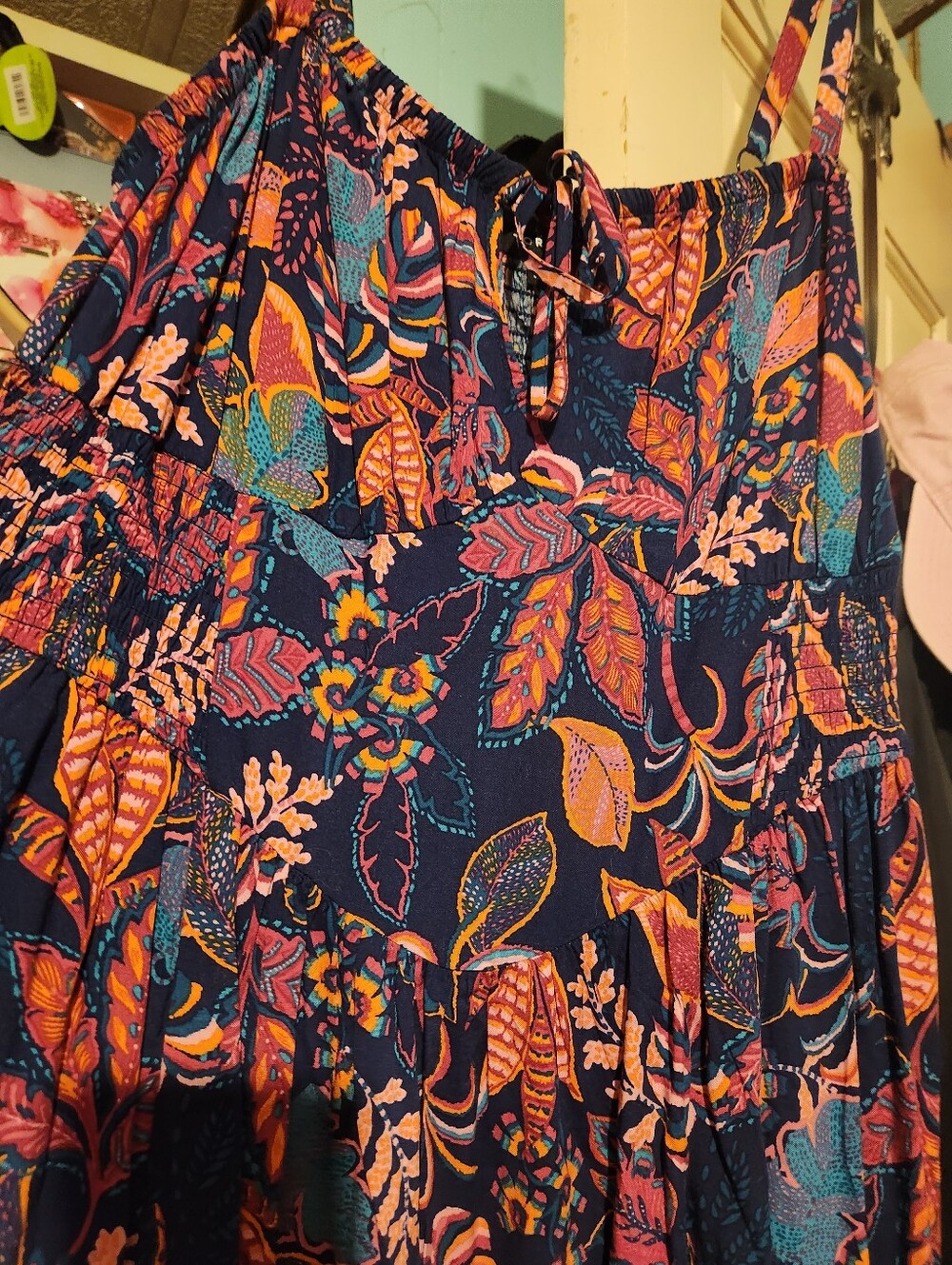 torrid washable challis smocked maxi dress Connie leaves peacoat size 1x NWT - Picture 7 of 13